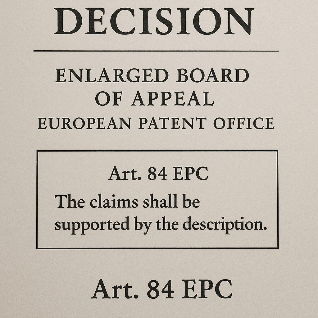 New decision of the Enlarged Board of Appeal (EBoA) of the European Patent Office (EPO)